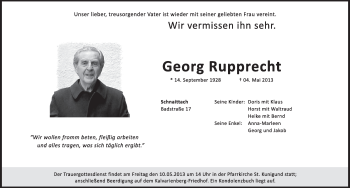 Traueranzeige von Georg Rupprecht von Pegnitz-Zeitung